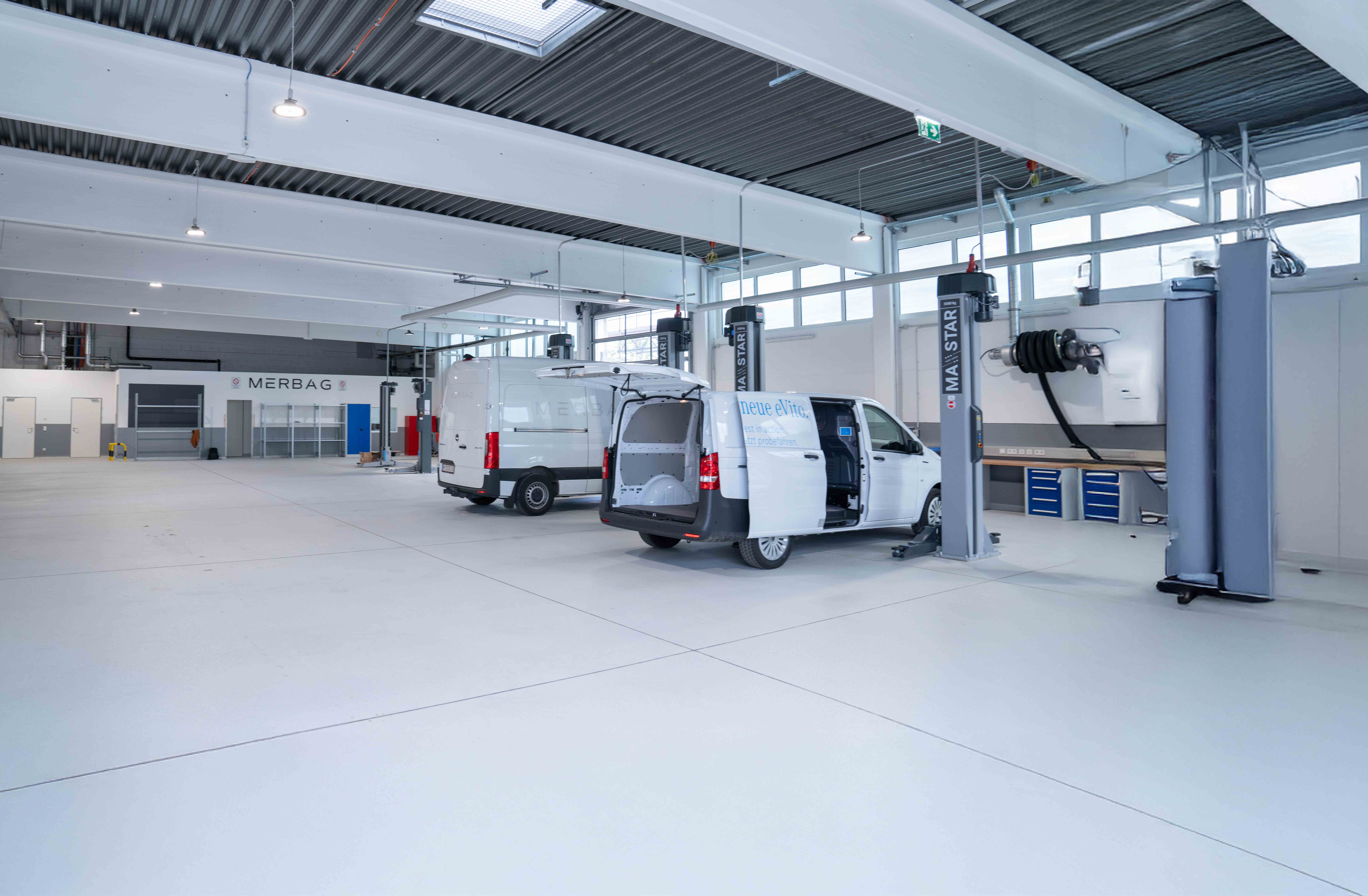 Die neue Transporter-Werkstatt bei Merbag