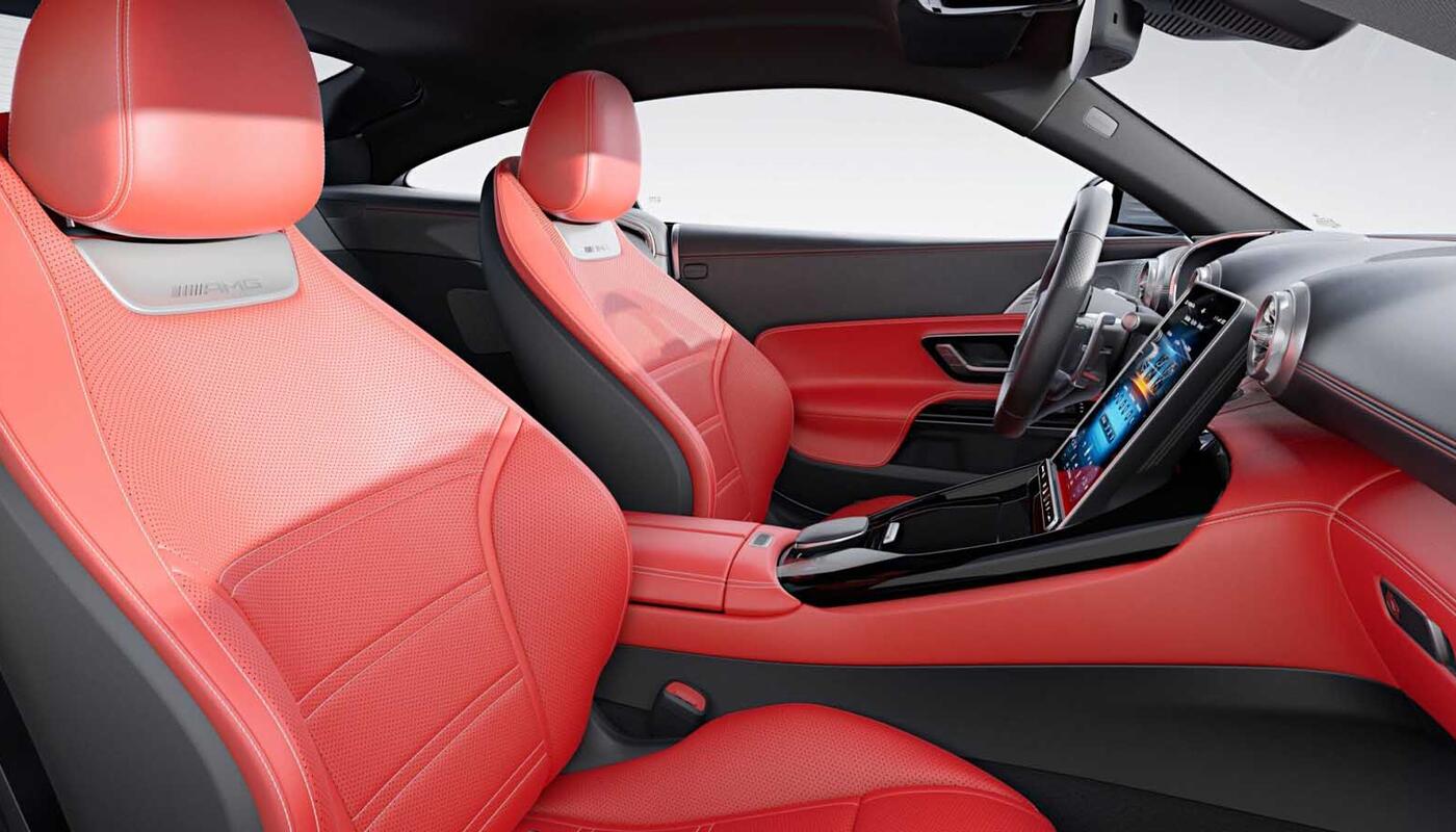 AMG GT Fahrgastraum mit roten Sitzen