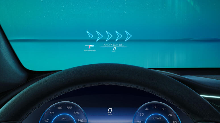 Display auf der Windschutzscheibe