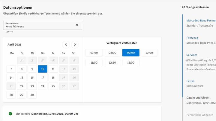 Datum und Uhrzeit wählen