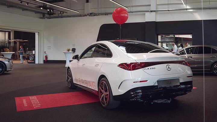 der neue elektrische Mercedes-Benz CLA steht jetzt an allen drei Merbag Verkaufsstandorten.